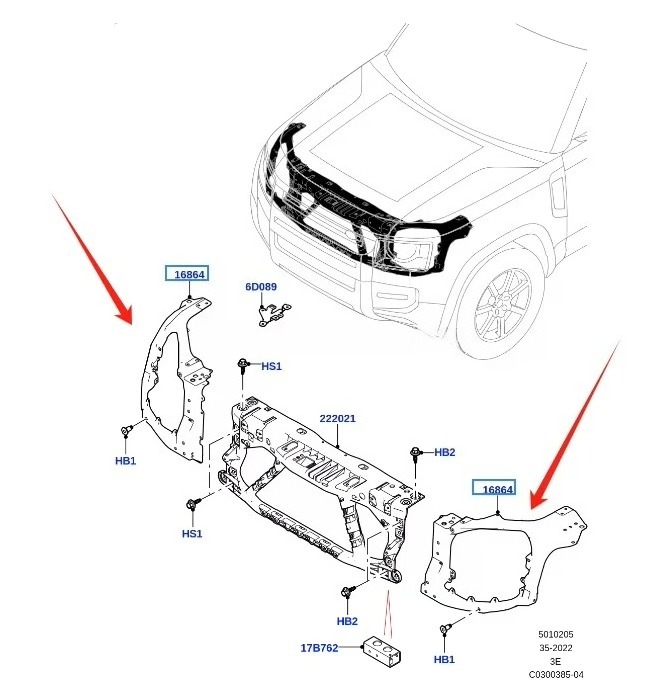 For Defender 2020- Front Radiator Support Headlamp Bracket LR131285 LR131286